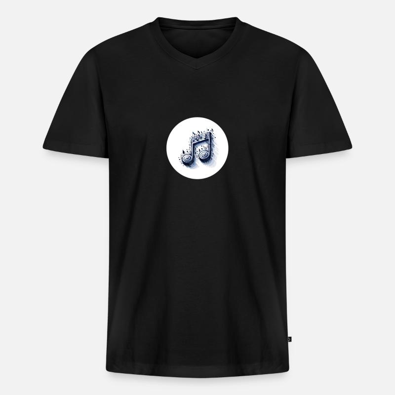 Musical notes in creative design - Men's Premium Organic T-shirt with V-neck - black