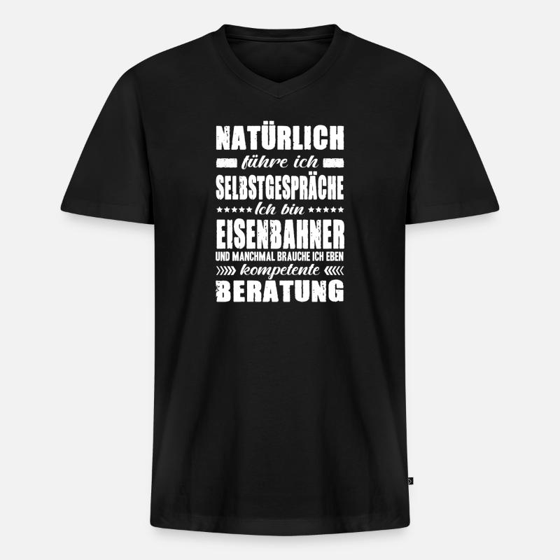 Eisenbahner Geschenke Bahnfahrer Zugführer Sprüche - Männer Premium Bio T-Shirt mit V-Ausschnitt - Schwarz