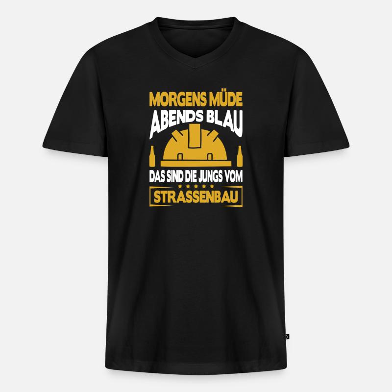 Strassenbau Geschenk Strassenbauer Baustelle - Männer Premium Bio T-Shirt mit V-Ausschnitt - Schwarz