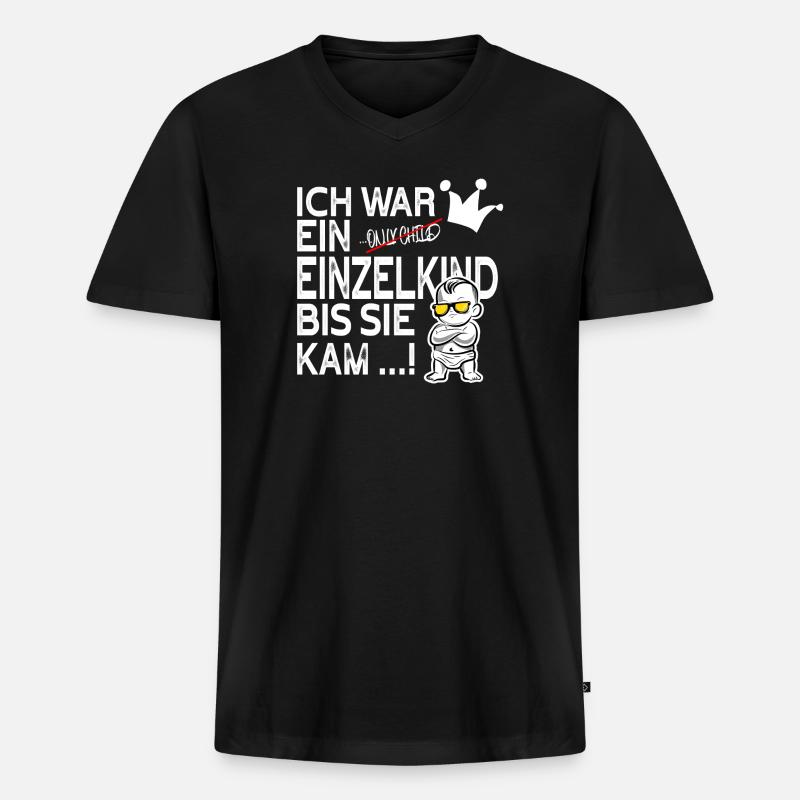 Einzelkind war gestern – Schwester kam! - Männer Premium Bio T-Shirt mit V-Ausschnitt - Schwarz