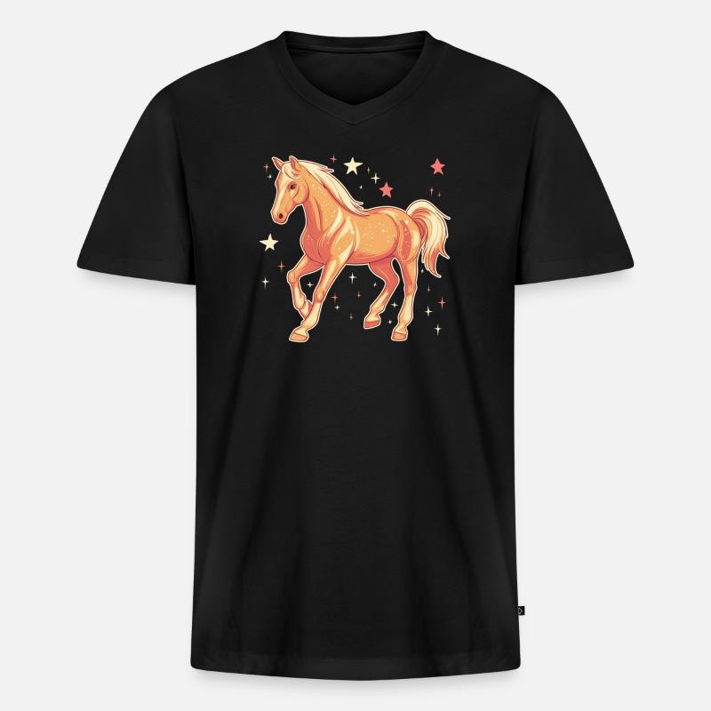 Pferd mit Sternen - Männer Premium Bio T-Shirt mit V-Ausschnitt - Schwarz