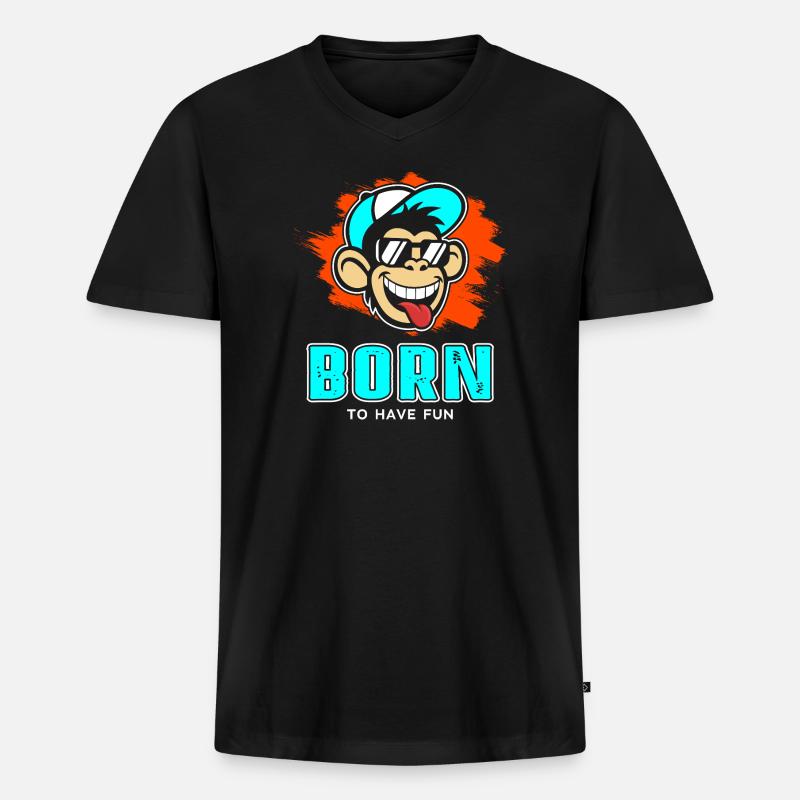 Born - Männer Premium Bio T-Shirt mit V-Ausschnitt - Schwarz