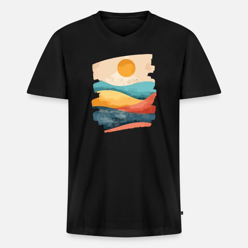 Sommer Sonne - Männer Premium Bio T-Shirt mit V-Ausschnitt - Schwarz