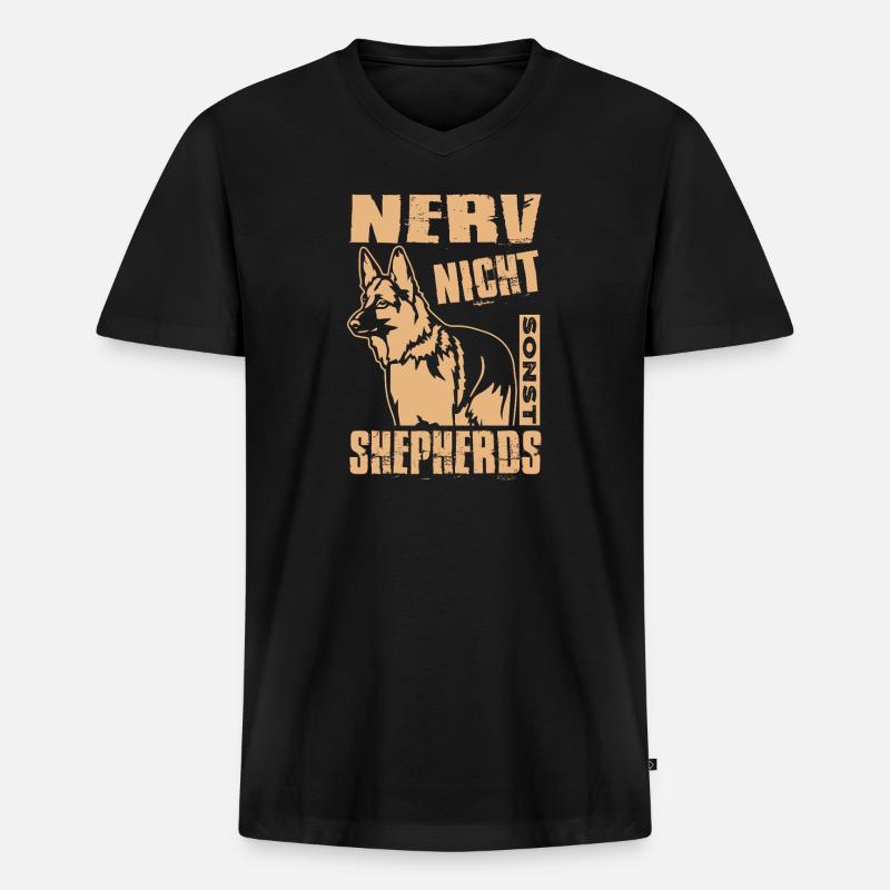 Schäferhund Geschenke Hund Herrchen Gassi - Männer Premium Bio T-Shirt mit V-Ausschnitt - Schwarz