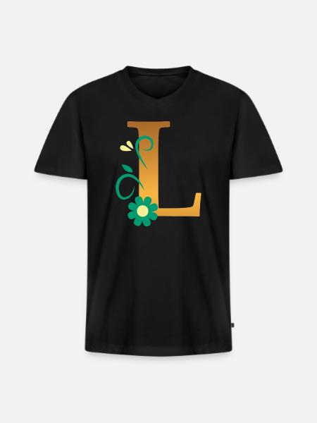 L - Men's Premium Organic T-shirt with V-neck - black
