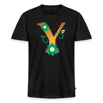 Y - Men's Premium Organic T-shirt with V-neck - black - Front - Nico (187cm)