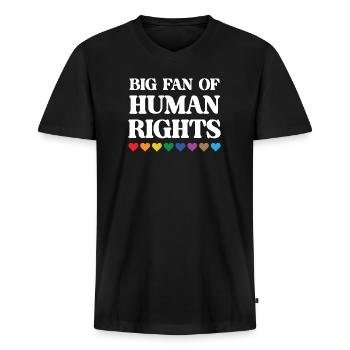 LGBTQ Pride Month - Großer Fan der Menschenrechte - Männer Premium Bio T-Shirt mit V-Ausschnitt - Schwarz - Vorne - Nico (187cm)