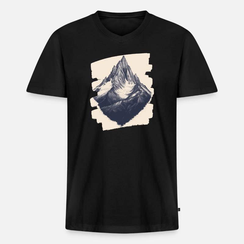 Berge Klettern Kletterer Wandern - Männer Premium Bio T-Shirt mit V-Ausschnitt - Schwarz