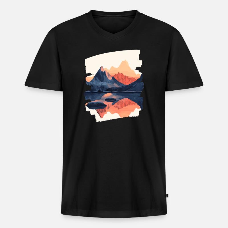 Berge Klettern Kletterer Wandern - Männer Premium Bio T-Shirt mit V-Ausschnitt - Schwarz