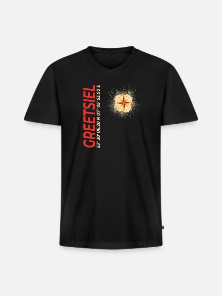 Greetsiel - Männer Premium Bio T-Shirt mit V-Ausschnitt - Schwarz