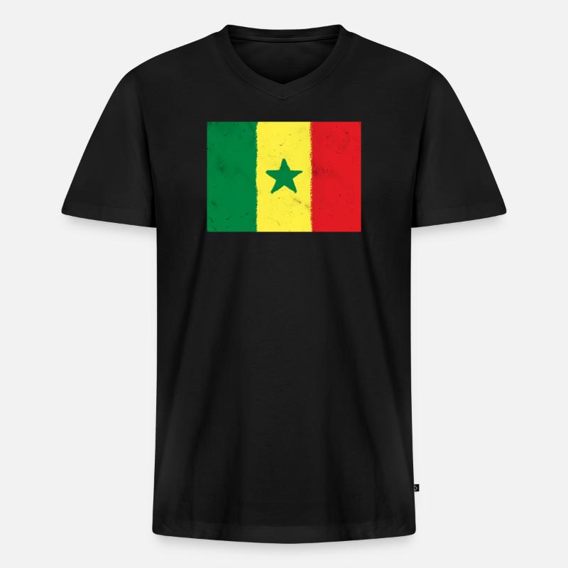 Flagge von Senegal - Männer Premium Bio T-Shirt mit V-Ausschnitt - Schwarz