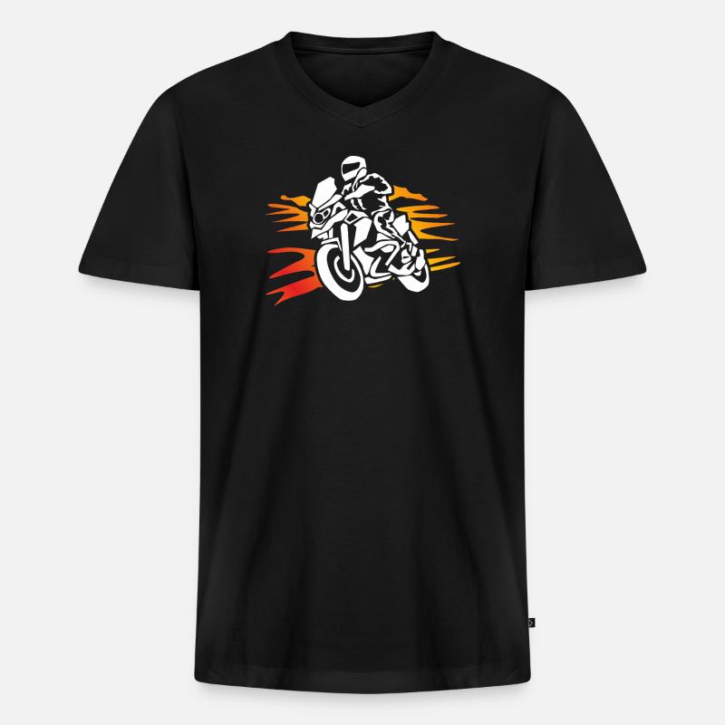 Biker Shirt Motorradfahrer - Männer Premium Bio T-Shirt mit V-Ausschnitt - Schwarz