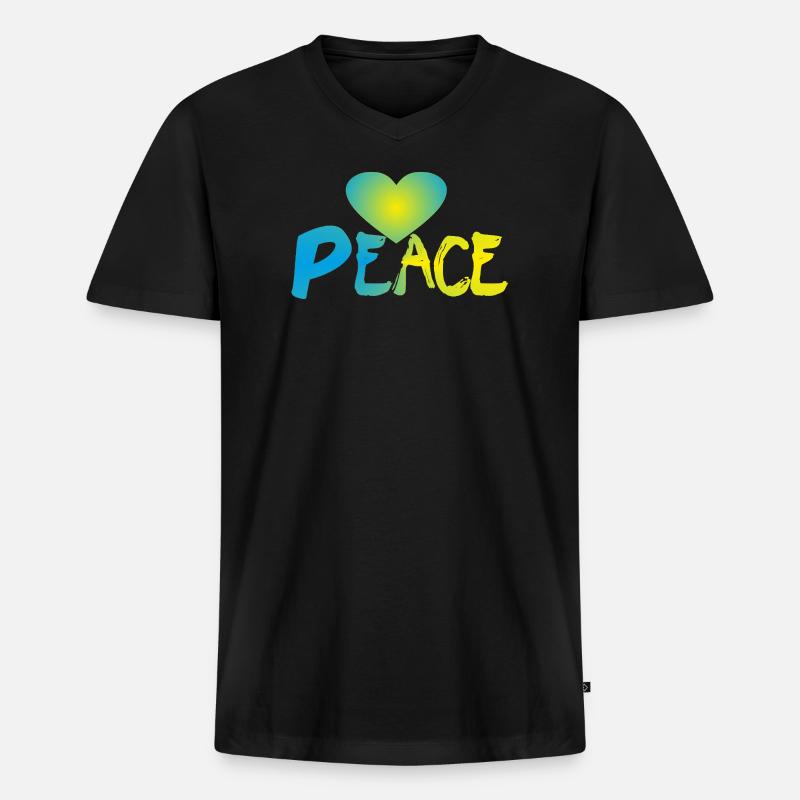 Peace Herz Frieden Friedenszeichen - Männer Premium Bio T-Shirt mit V-Ausschnitt - Schwarz