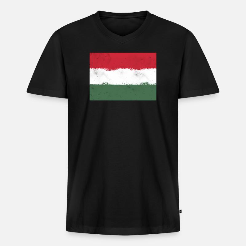 Flagge von Ungarn - Männer Premium Bio T-Shirt mit V-Ausschnitt - Schwarz