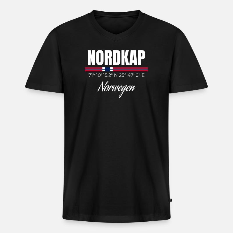 Nordkap - Männer Premium Bio T-Shirt mit V-Ausschnitt - Schwarz