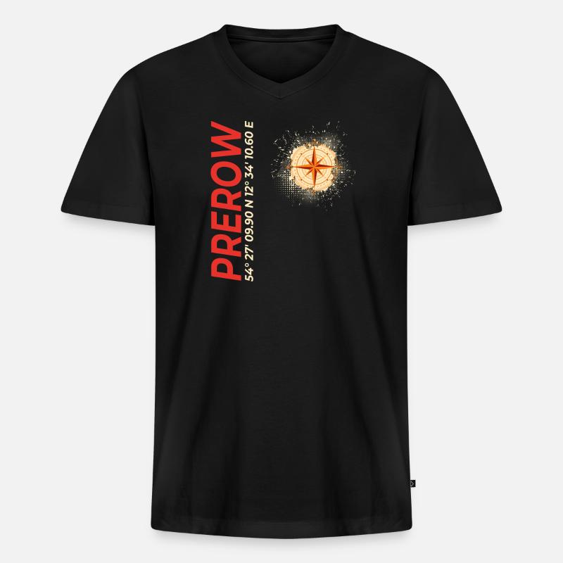 Prerow - Männer Premium Bio T-Shirt mit V-Ausschnitt - Schwarz