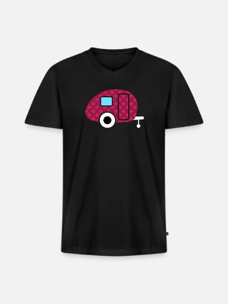 Caravan Caravan Flowers Camping Camper Pattern Fan - Men's Premium Organic T-shirt with V-neck - black