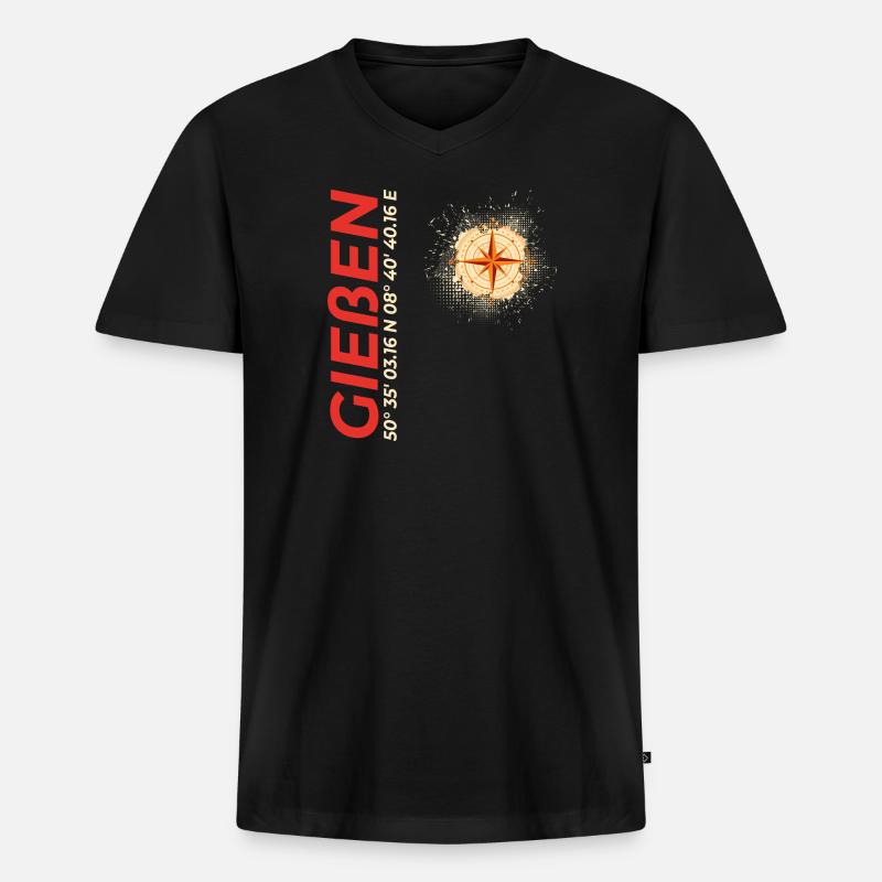 Gießen - Männer Premium Bio T-Shirt mit V-Ausschnitt - Schwarz