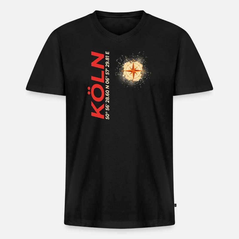 Köln - Männer Premium Bio T-Shirt mit V-Ausschnitt - Schwarz