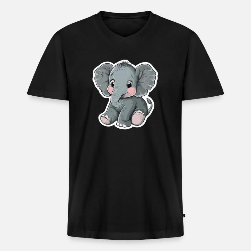 Elefant - Männer Premium Bio T-Shirt mit V-Ausschnitt - Schwarz