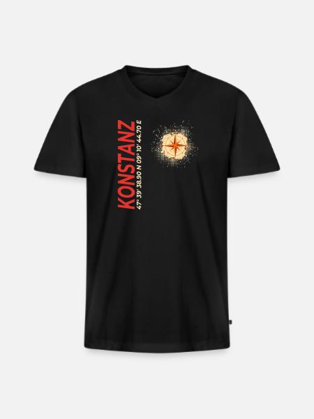 Konstanz - Männer Premium Bio T-Shirt mit V-Ausschnitt - Schwarz