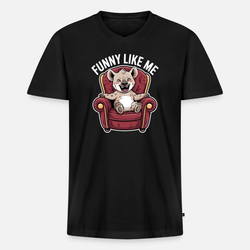 Niedliche Hyäne Comicfigur - Männer Premium Bio T-Shirt mit V-Ausschnitt - Schwarz