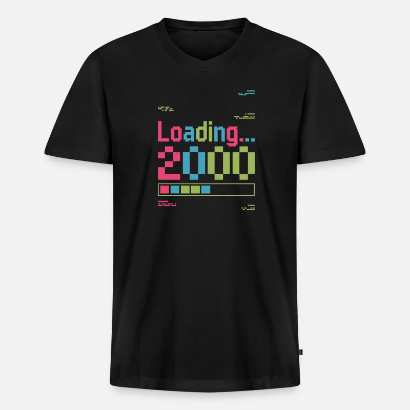 Pixel Retro Design Loading 2000 - Männer Premium Bio T-Shirt mit V-Ausschnitt - Schwarz