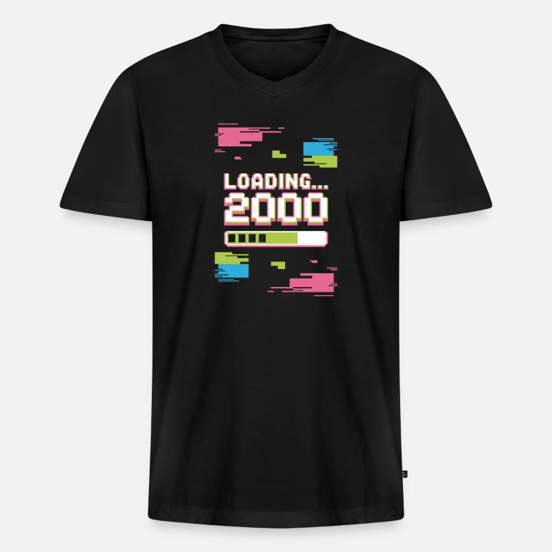 Retro Loading 2000 Pixel - Männer Premium Bio T-Shirt mit V-Ausschnitt - Schwarz
