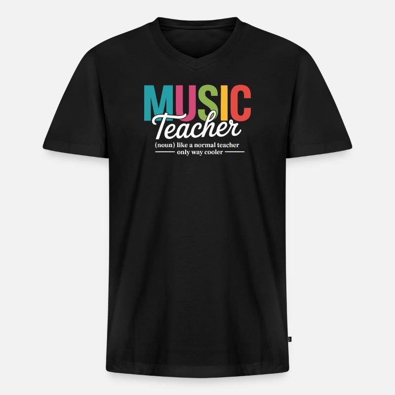 Lebendige Musiklehrer-Illustration - Männer Premium Bio T-Shirt mit V-Ausschnitt - Schwarz