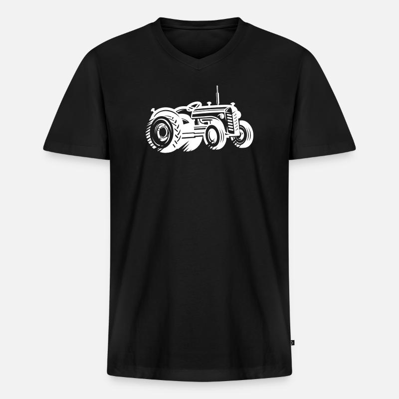 Traktor Silhouette Bauer Landwirtschaft - Männer Premium Bio T-Shirt mit V-Ausschnitt - Schwarz