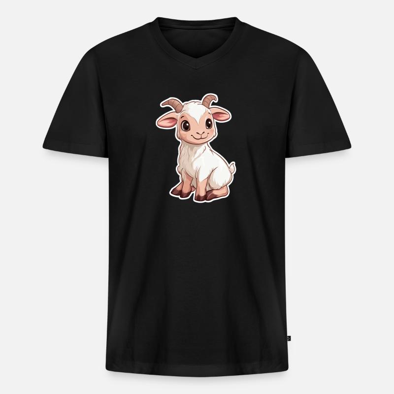 Ziege - Männer Premium Bio T-Shirt mit V-Ausschnitt - Schwarz