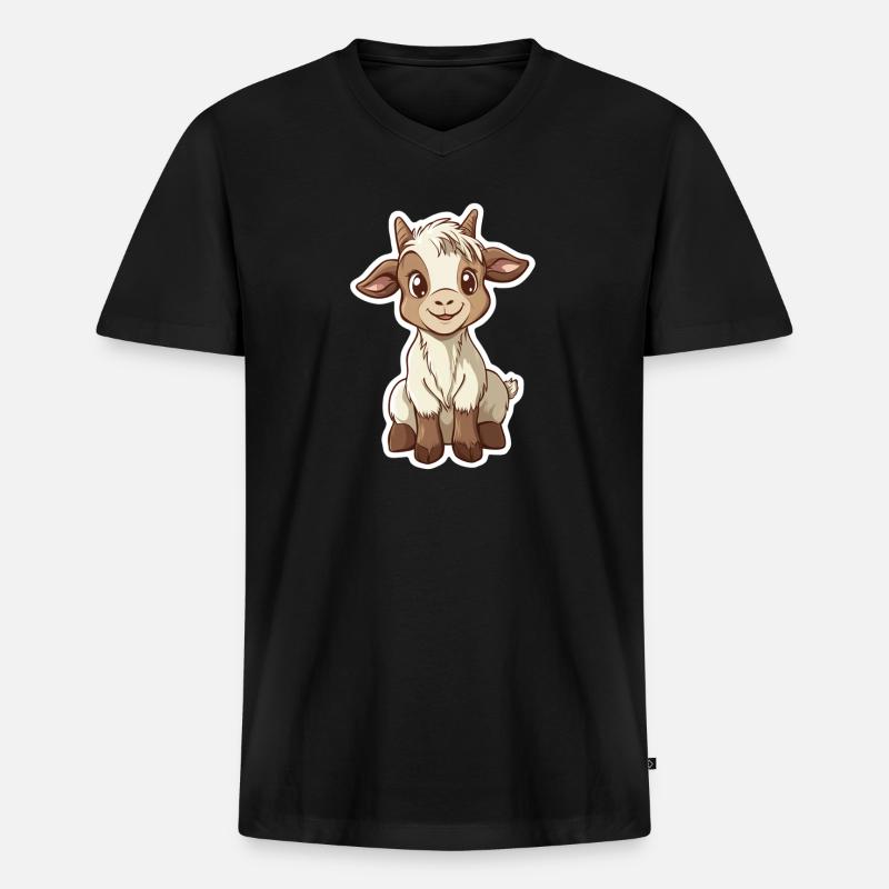 Ziege - Männer Premium Bio T-Shirt mit V-Ausschnitt - Schwarz