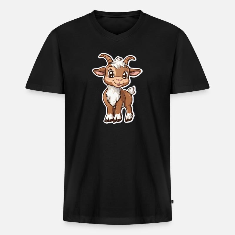 Ziege - Männer Premium Bio T-Shirt mit V-Ausschnitt - Schwarz