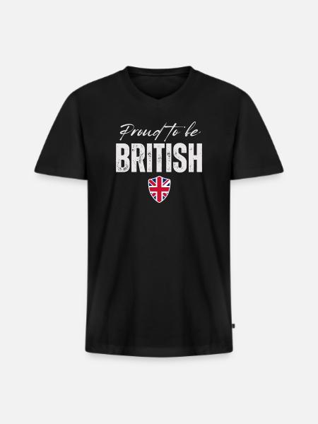 Proud British, Made in the UK - Men's Premium Organic T-shirt with V-neck - black