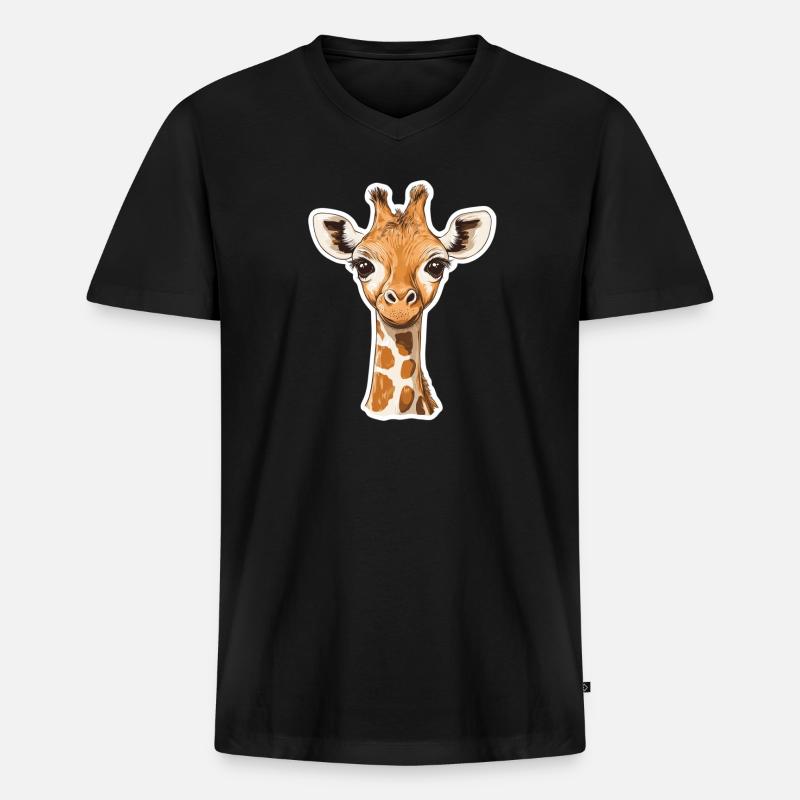 Giraffe - Männer Premium Bio T-Shirt mit V-Ausschnitt - Schwarz