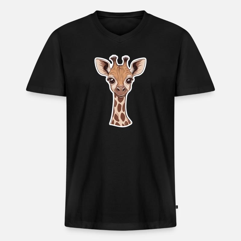 Giraffe - Männer Premium Bio T-Shirt mit V-Ausschnitt - Schwarz
