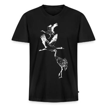 KRÄNE - Männer Premium Bio T-Shirt mit V-Ausschnitt - Schwarz - Vorne - Nico (187cm)