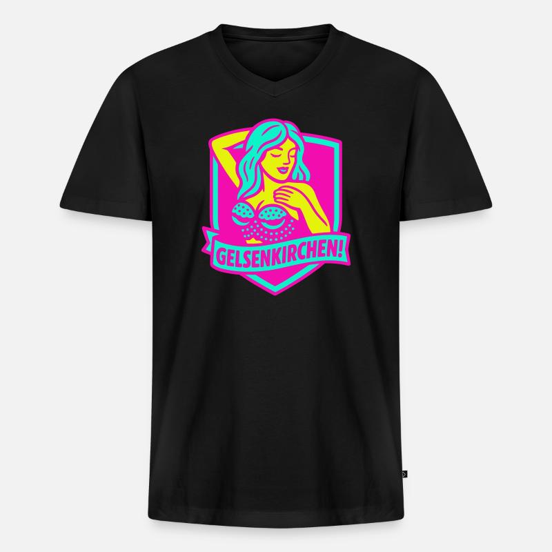 Gelsenkirchen Superstar in pink - Männer Premium Bio T-Shirt mit V-Ausschnitt - Schwarz