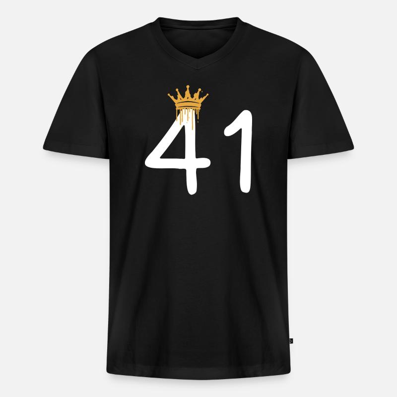 Königliche Graffiti-Nummer 41 - Männer Premium Bio T-Shirt mit V-Ausschnitt - Schwarz