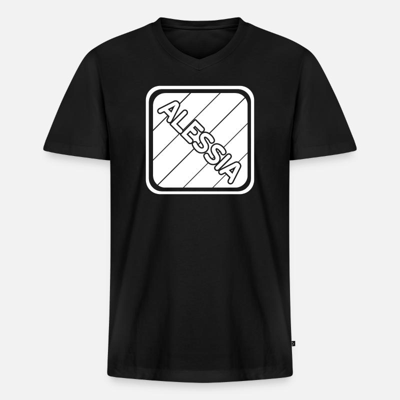 Maedchenname Alessia - Männer Premium Bio T-Shirt mit V-Ausschnitt - Schwarz