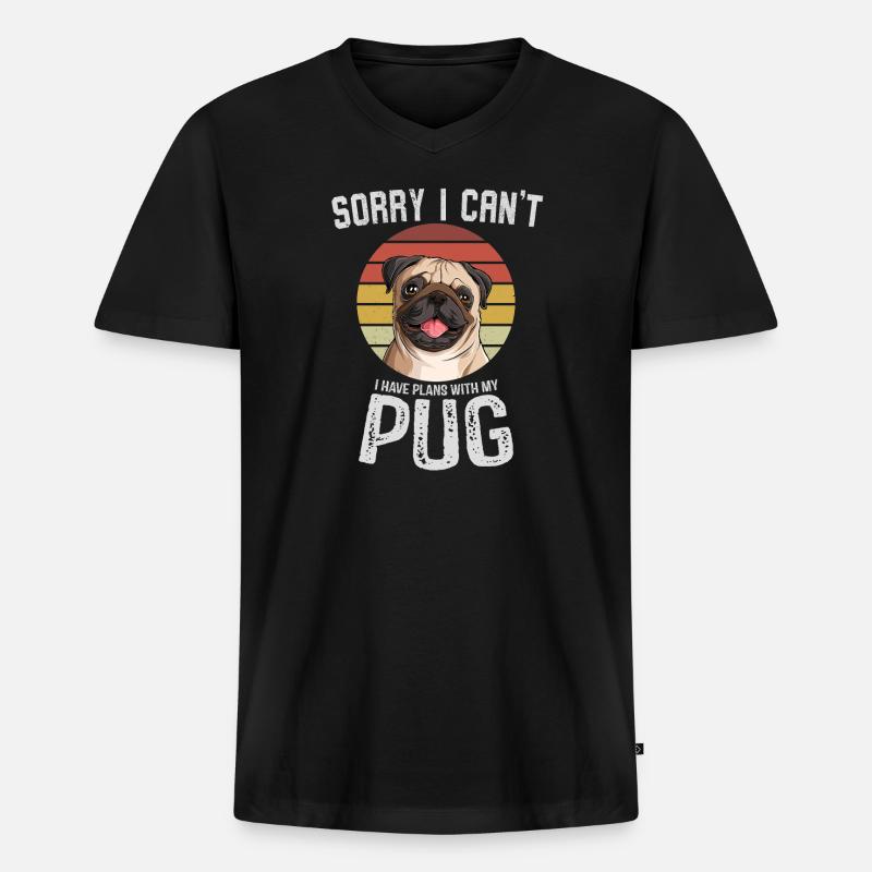 Humorvoller Mops mit Textdesign - Männer Premium Bio T-Shirt mit V-Ausschnitt - Schwarz