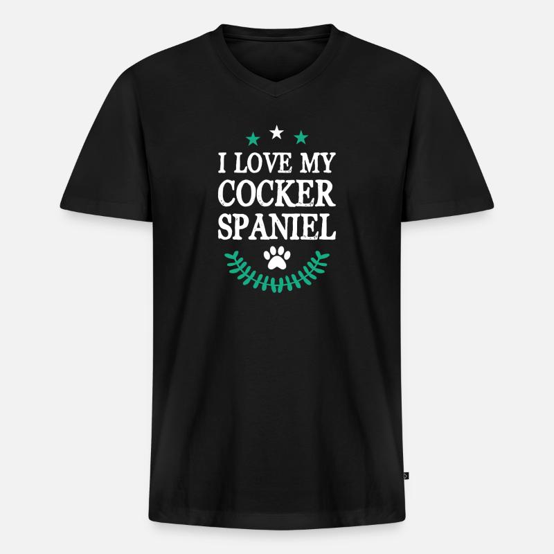 COCKER_SPANIEL - Männer Premium Bio T-Shirt mit V-Ausschnitt - Schwarz