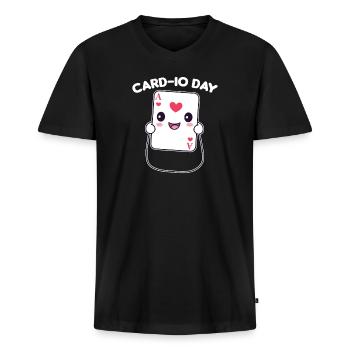 Card-io day Kartenspiel Wortspiel mit Sport - Männer Premium Bio T-Shirt mit V-Ausschnitt - Schwarz - Vorne - Nico (187cm)