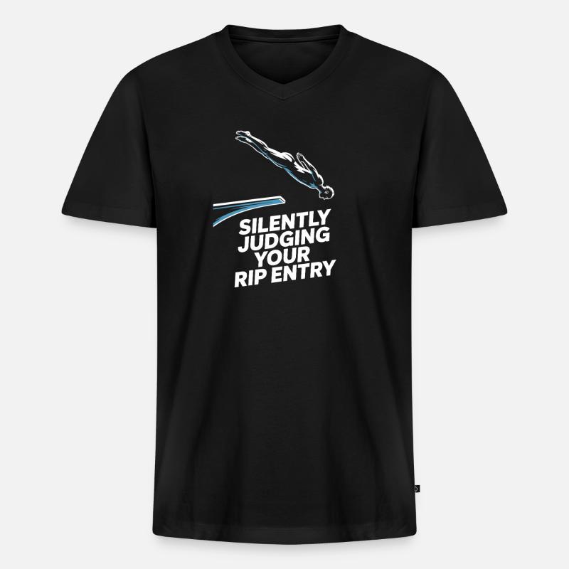 Kunstspringen Turmspringer Sprungbrett - Männer Premium Bio T-Shirt mit V-Ausschnitt - Schwarz