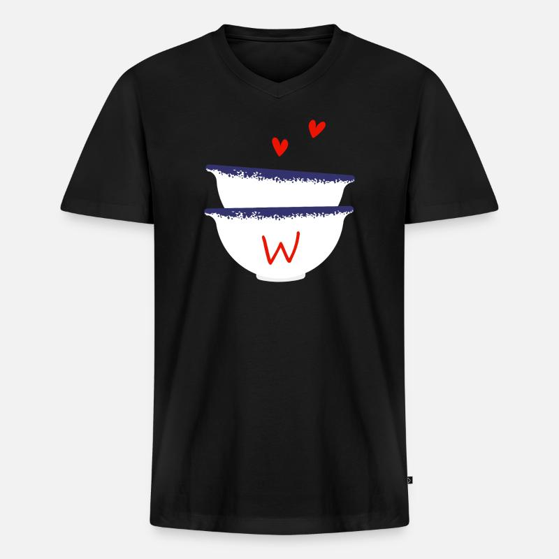 Bretonischer Buchstabe mit Schalen - Männer Premium Bio T-Shirt mit V-Ausschnitt - Schwarz