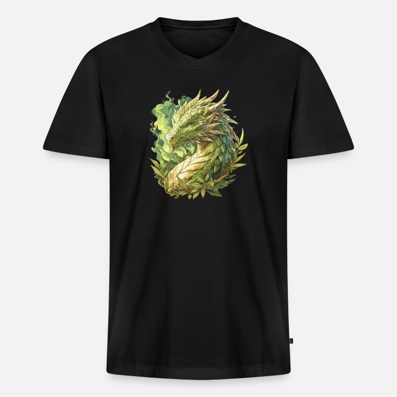 Drachen Drache - Männer Premium Bio T-Shirt mit V-Ausschnitt - Schwarz