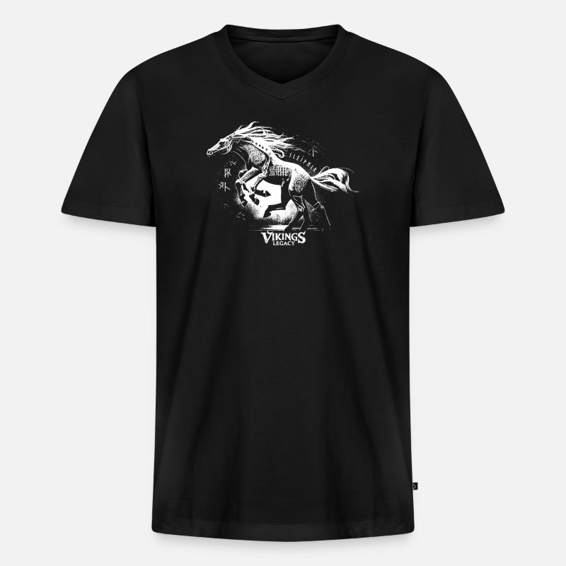 Sleipnir - Männer Premium Bio T-Shirt mit V-Ausschnitt - Schwarz