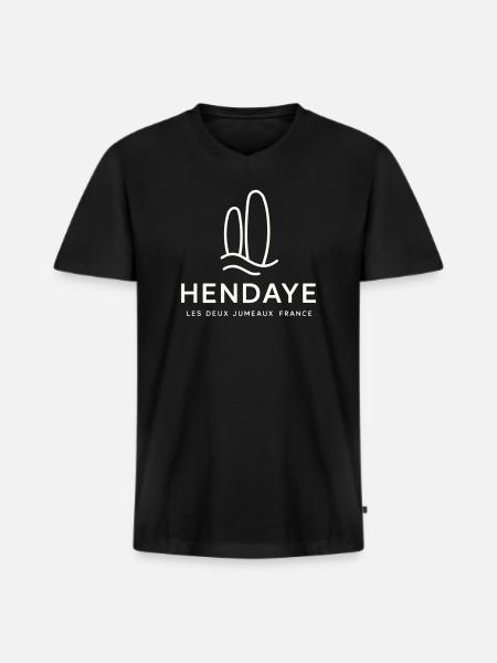 Motif Nature hendaye - T-shirt encolure en V Premium bio Homme - noir