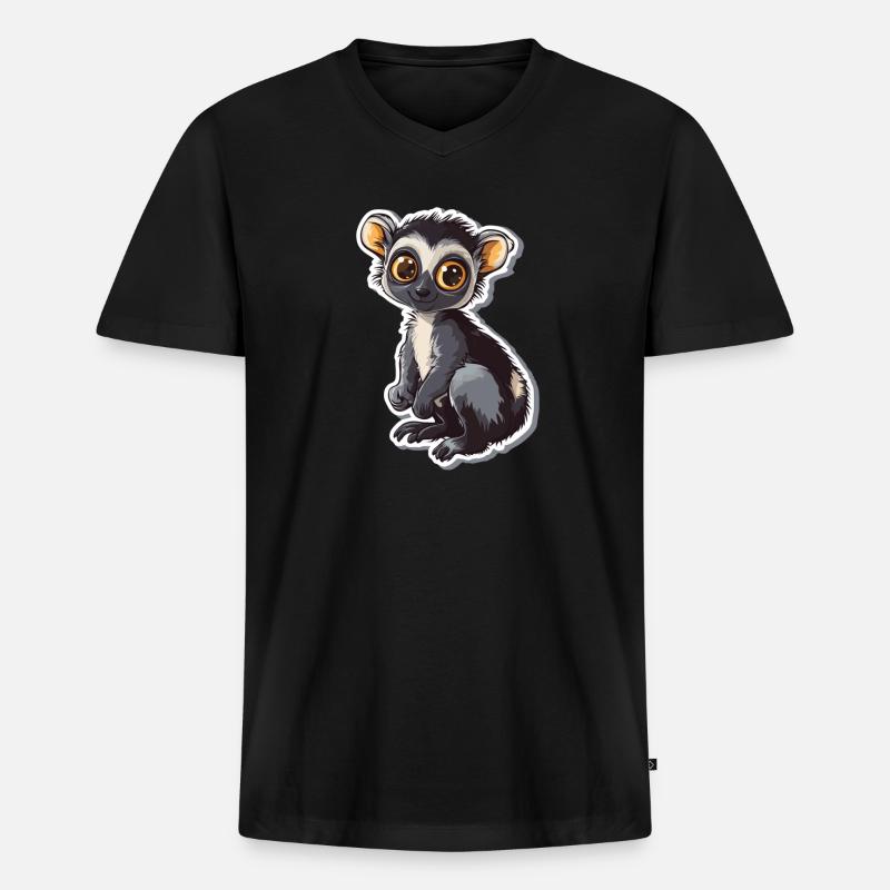 Lemur - Männer Premium Bio T-Shirt mit V-Ausschnitt - Schwarz