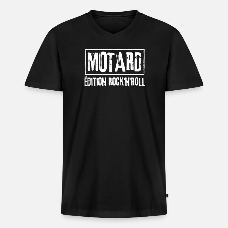 BIKER Rock N Roll Edition - Männer Premium Bio T-Shirt mit V-Ausschnitt - Schwarz